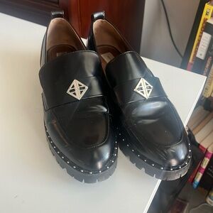 Antonio Melani Black Leather Platform Loafers (Women’s Size 9)